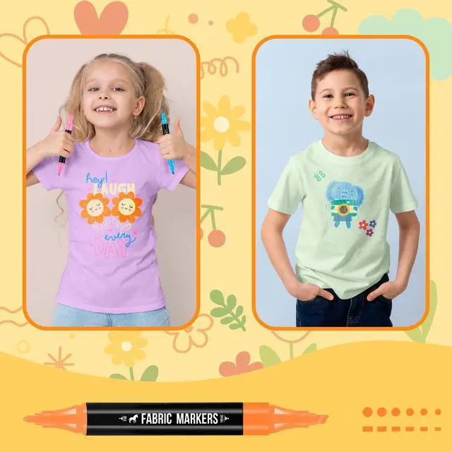 Alt view image 7 of 7 - Fabric Markers Permanent for Clothes, 20 Colors Dual Tip with Fine and Chisel Tips Paint Pens for Clothing Canvas Tote Bags T-Shirt and Shoes, Non Toxic Ink for Kids and Adults