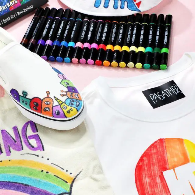 Alt view image 5 of 7 - Fabric Markers Permanent for Clothes, 20 Colors Dual Tip with Fine and Chisel Tips Paint Pens for Clothing Canvas Tote Bags T-Shirt and Shoes, Non Toxic Ink for Kids and Adults