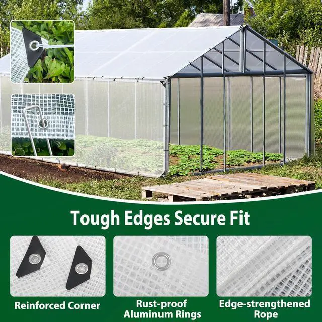 Alt view image 5 of 7 - ANGAR 16 Mil Clear Greenhouse Tarp, 6x8FT Heavy Duty Waterproof Clear Tarps with Grommets, UV Resistant Greenhouse Replacement Poly Cover, for Gardening, Farming, Chicken Coops, Canopy,Outdoor