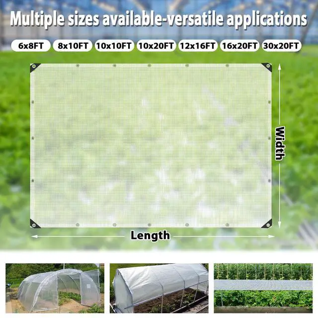Alt view image 4 of 7 - ANGAR 16 Mil Clear Greenhouse Tarp, 6x8FT Heavy Duty Waterproof Clear Tarps with Grommets, UV Resistant Greenhouse Replacement Poly Cover, for Gardening, Farming, Chicken Coops, Canopy,Outdoor