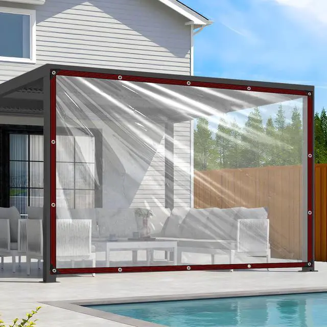 Main image of Clear Tarps Heavy Duty Waterproof 6x8 Plastic Tarp with Grommets Clear Vinyl Tarps for Outdoor Patio Enclosure Chicken Coop Covers Waterproof Transparent Tarpaulin for Porch Greenhouse Plant