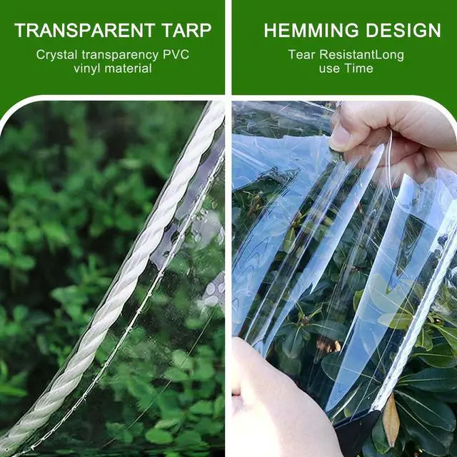 Alt view image 6 of 7 - Clear Tarp with Grommets, 3x6ft Transparent Tarps Heavy Duty Waterproof