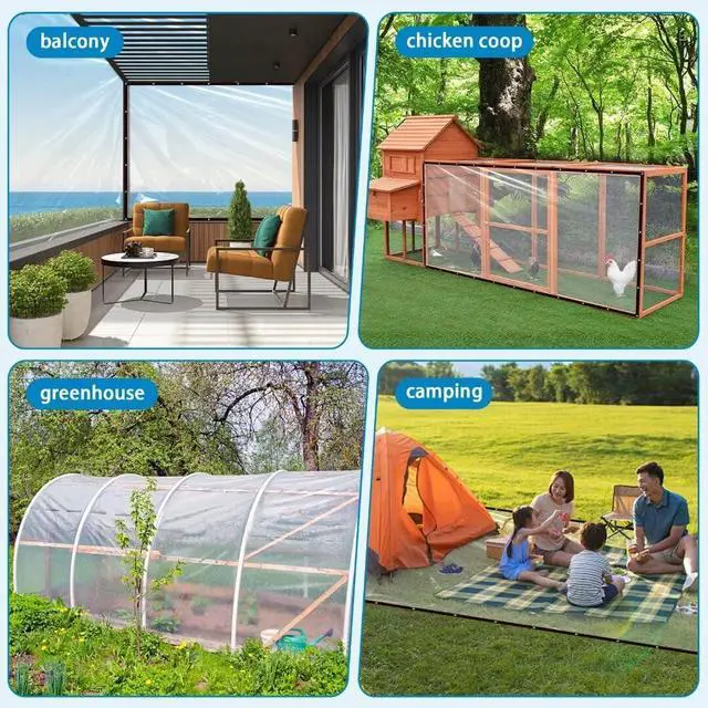 Alt view image 6 of 7 - Welacymet Clear Tarp Heavy Duty Waterproof,90% Transparent with Grommets