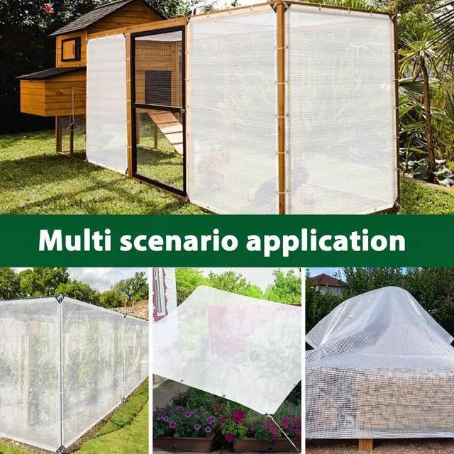 Alt view image 7 of 7 - ANGAR 16 Mil Clear Greenhouse Tarp, 6x8FT Heavy Duty Waterproof Clear Tarps with Grommets, UV Resistant Greenhouse Replacement Poly Cover, for Gardening, Farming, Chicken Coops, Canopy,Outdoor