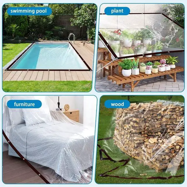 Alt view image 7 of 7 - Welacymet Clear Tarp Heavy Duty Waterproof,90% Transparent with Grommets