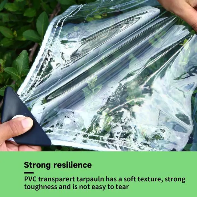 Alt view image 3 of 7 - EASTARP 3'x6' 20 Mil Heavy Duty Clear Vinyl PVC Tarp,UV Resistant Glass Tarps Transparent Tarpaulin with Grommets&Reinforced Edges,Suit for Plant Greenhouse Balcony Garden Pet Hutch Roof,Full Size