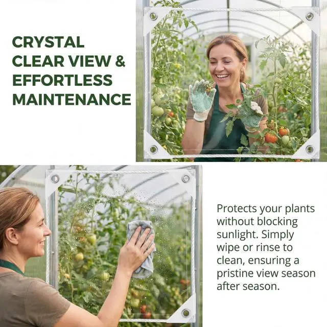 Alt view image 6 of 7 - Clear Tarp Heavy Duty Waterproof, 14 Mil Thick PVC Vinyl Tarp with Grommets, Transparent Tarpaulin for Patio, Greenhouse, Porch Enclosure, and Outdoor Cover(3' x 5')