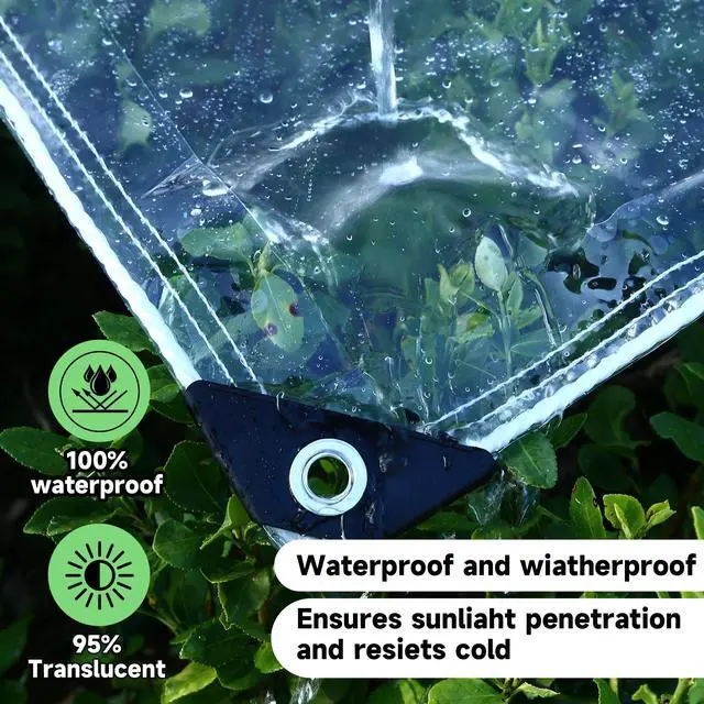 Alt view image 4 of 7 - EASTARP 3'x6' 20 Mil Heavy Duty Clear Vinyl PVC Tarp,UV Resistant Glass Tarps Transparent Tarpaulin with Grommets&Reinforced Edges,Suit for Plant Greenhouse Balcony Garden Pet Hutch Roof,Full Size