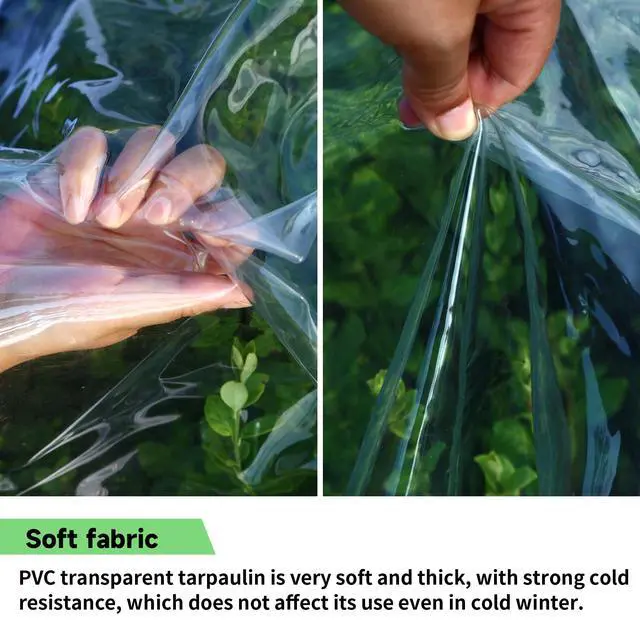 Alt view image 5 of 7 - EASTARP 3'x6' 20 Mil Heavy Duty Clear Vinyl PVC Tarp,UV Resistant Glass Tarps Transparent Tarpaulin with Grommets&Reinforced Edges,Suit for Plant Greenhouse Balcony Garden Pet Hutch Roof,Full Size