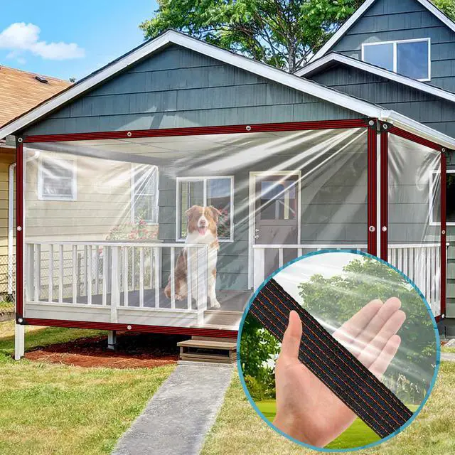 Alt view image 3 of 7 - Clear Tarp 4x8ft Heavy Duty Waterproof Tarps,Plastic Tarps with Grommets Clear Vinyl Tarp for Outdoor Patio Enclosure Chicken Coop Window Cover Transparent Tarpaulin for Porch Greenhouse Plant