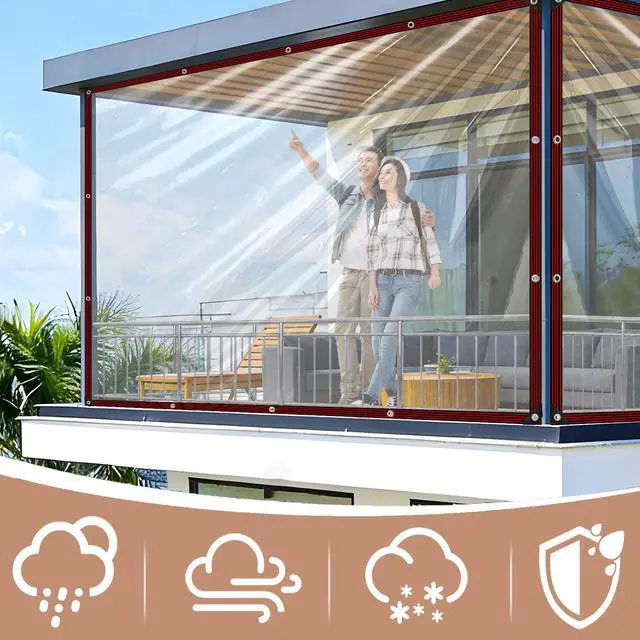Alt view image 2 of 7 - Clear Tarp 4x8ft Heavy Duty Waterproof Tarps,Plastic Tarps with Grommets Clear Vinyl Tarp for Outdoor Patio Enclosure Chicken Coop Window Cover Transparent Tarpaulin for Porch Greenhouse Plant