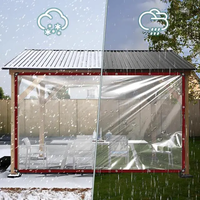 Alt view image 5 of 7 - Clear Tarp 4x8ft Heavy Duty Waterproof Tarps,Plastic Tarps with Grommets Clear Vinyl Tarp for Outdoor Patio Enclosure Chicken Coop Window Cover Transparent Tarpaulin for Porch Greenhouse Plant