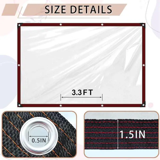 Alt view image 7 of 7 - Clear Tarp 4x8ft Heavy Duty Waterproof Tarps,Plastic Tarps with Grommets Clear Vinyl Tarp for Outdoor Patio Enclosure Chicken Coop Window Cover Transparent Tarpaulin for Porch Greenhouse Plant