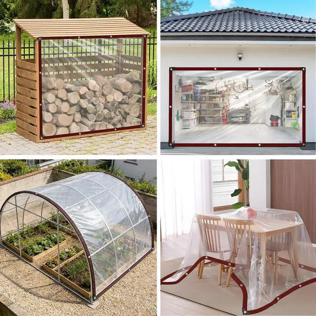 Alt view image 6 of 7 - Clear Tarp 4x8ft Heavy Duty Waterproof Tarps,Plastic Tarps with Grommets Clear Vinyl Tarp for Outdoor Patio Enclosure Chicken Coop Window Cover Transparent Tarpaulin for Porch Greenhouse Plant