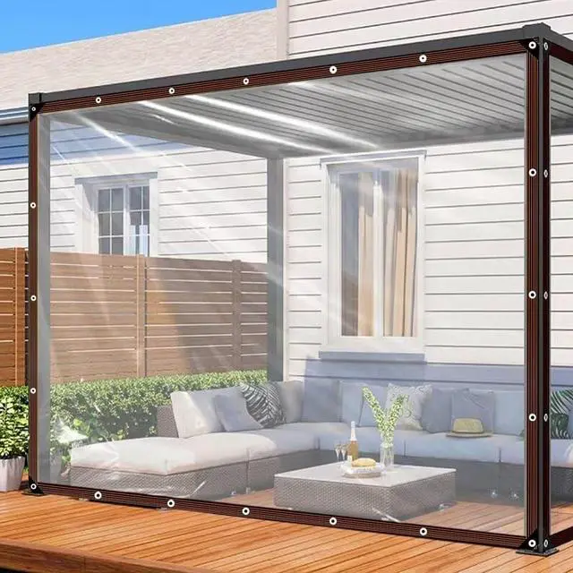 Main image of Clear Tarp - Heavy Duty Waterproof 8x10FT Plastic Tarps with Grommets Clear Vinyl Tarps for Outdoor Porches Transparent Tarpaulin for Patio Enclosure Roofs Greenhouse Plant Chicken Coop Cover