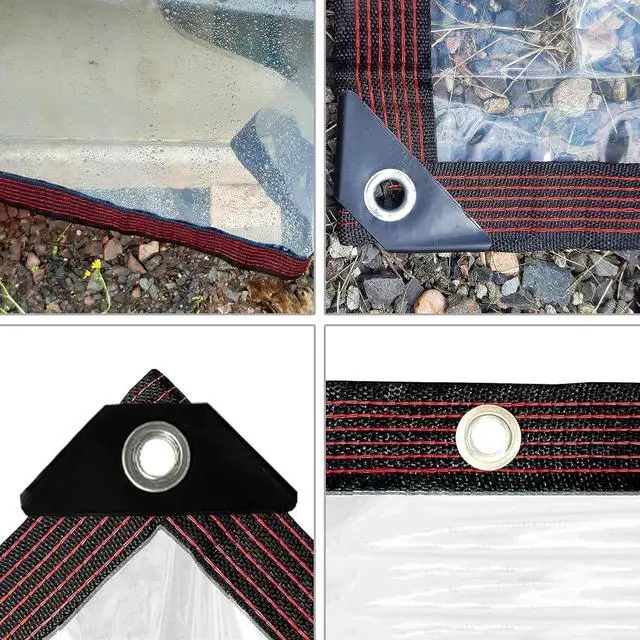 Alt view image 7 of 7 - Clear Tarp - Heavy Duty Waterproof 8x10FT Plastic Tarps with Grommets Clear Vinyl Tarps for Outdoor Porches Transparent Tarpaulin for Patio Enclosure Roofs Greenhouse Plant Chicken Coop Cover