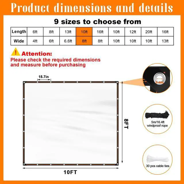 Alt view image 2 of 7 - 8x10ft Clear Waterproof Tarp Heavy Duty Transparent Tarpaulin Clear Vinyl Tarp with Grommet, Outdoor Transparent Cover for Greenhouse,Patio,Porches,Tent,Chicken Coop