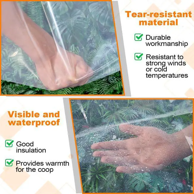 Alt view image 3 of 7 - 8x10ft Clear Waterproof Tarp Heavy Duty Transparent Tarpaulin Clear Vinyl Tarp with Grommet, Outdoor Transparent Cover for Greenhouse,Patio,Porches,Tent,Chicken Coop