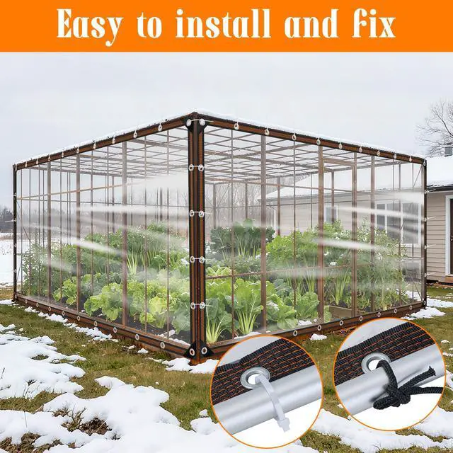 Alt view image 5 of 7 - 8x10ft Clear Waterproof Tarp Heavy Duty Transparent Tarpaulin Clear Vinyl Tarp with Grommet, Outdoor Transparent Cover for Greenhouse,Patio,Porches,Tent,Chicken Coop