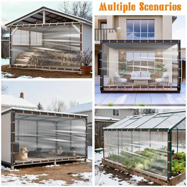 Alt view image 7 of 7 - 8x10ft Clear Waterproof Tarp Heavy Duty Transparent Tarpaulin Clear Vinyl Tarp with Grommet, Outdoor Transparent Cover for Greenhouse,Patio,Porches,Tent,Chicken Coop