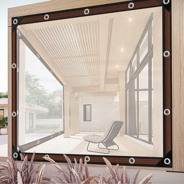 Alt view image 7 of 7 - ZYP 4x6ft Heavy Duty Clear Waterproof Tarps Outdoor Garden Rainproof Covering,Clear Vinyl Tarp with Grommets,Transparent Waterproof Tarpaulin for Covering Henhouse Porch Canopy Plant Camping