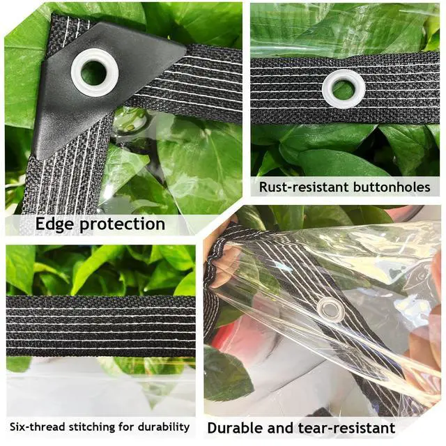 Alt view image 3 of 7 - Clear Tarps Heavy Duty Waterproof 3x6ft Thickened 14 Mil Clear Tarps with Grommets Tear Resistant PVC Vinyl Reinforced Edges for Small Patio Porch and Outdoor Greenhouse Plant Cover