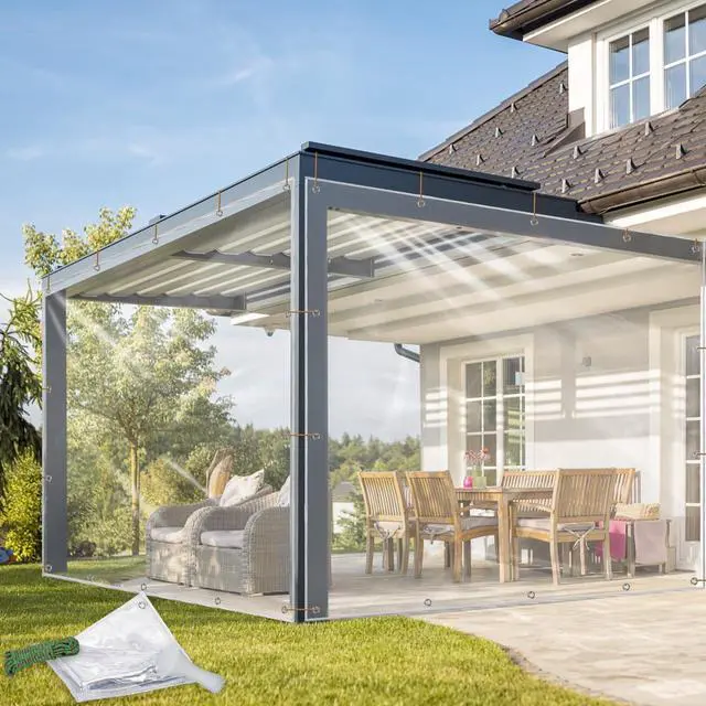 Main image of Clear Tarps Heavy Duty Waterproof 4x6 FT, 14Mil Thickened Vinyl Heavy Duty Tarp with Grommets, Reinforced Edges Tear Resistant Waterproof Tarp for Outdoors Porch Chicken Coop Greenhouse Cover