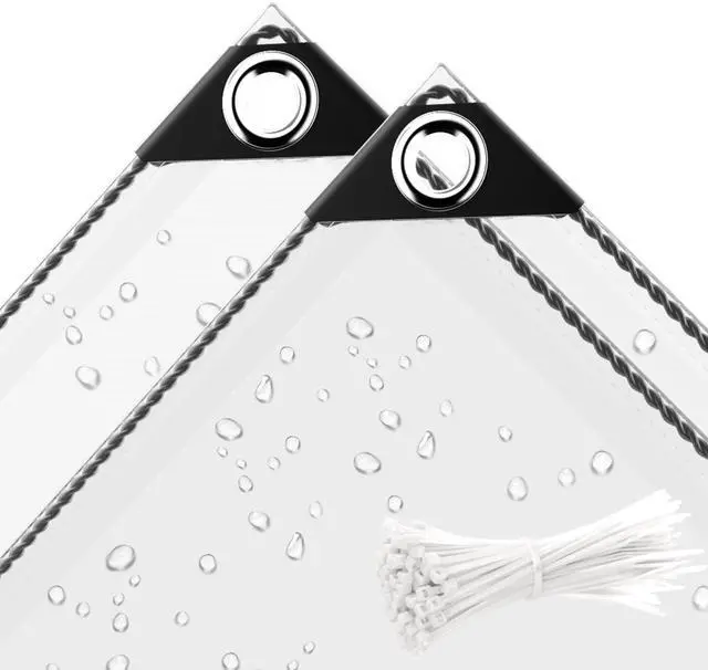 Main image of 3 x 6 ft Clear Waterproof Tarp, PVC 11.8 Mil Tarpaulin with Grommets and Cable Tie, Duty Heavy Tear Resistant Cover for Camping, Plants Greenhouse, Cars, Patio and Pavilion