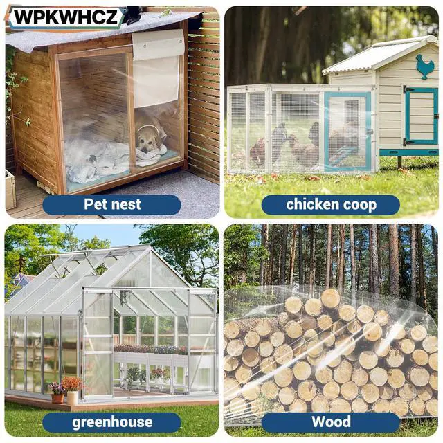 Alt view image 4 of 6 - Clear Tarps Heavy Duty Waterproof 4x6 FT, 14Mil Thickened Vinyl Heavy Duty Tarp with Grommets, Reinforced Edges Tear Resistant Waterproof Tarp for Outdoors Porch Chicken Coop Greenhouse Cover