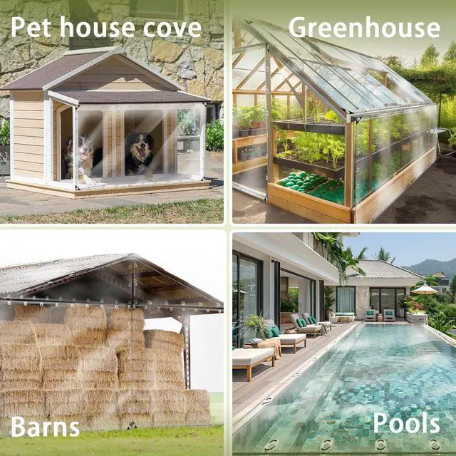 Alt view image 3 of 7 - 3 x 6 ft Clear Waterproof Tarp, PVC 11.8 Mil Tarpaulin with Grommets and Cable Tie, Duty Heavy Tear Resistant Cover for Camping, Plants Greenhouse, Cars, Patio and Pavilion