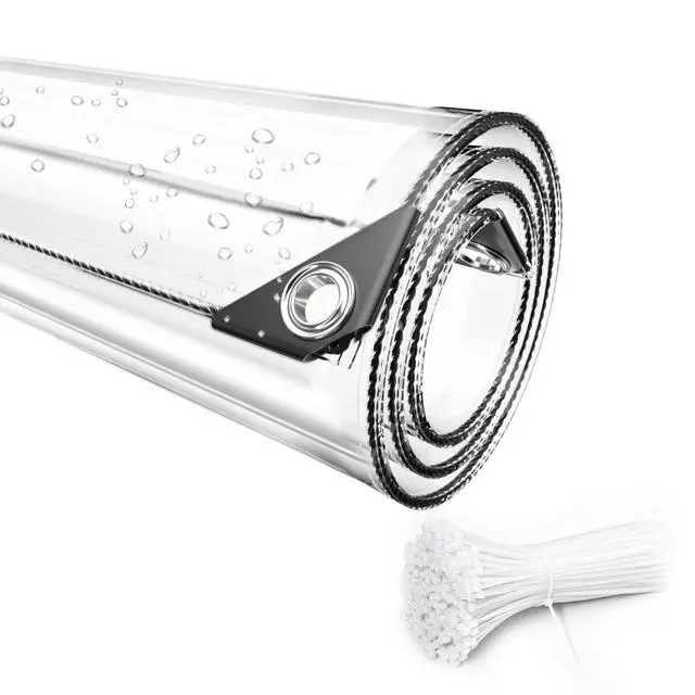 Alt view image 7 of 7 - 3 x 6 ft Clear Waterproof Tarp, PVC 11.8 Mil Tarpaulin with Grommets and Cable Tie, Duty Heavy Tear Resistant Cover for Camping, Plants Greenhouse, Cars, Patio and Pavilion
