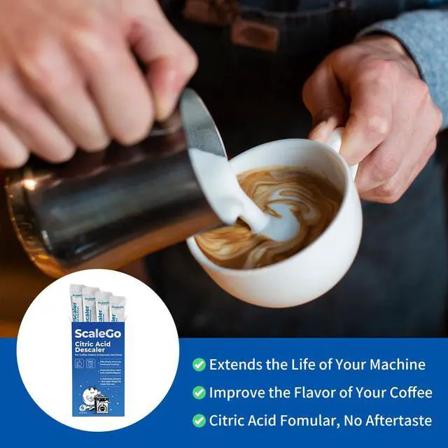 Alt view image 5 of 7 - scalego Coffee Machine Cleaner & Descaler | Citric Acid Descaling Powder | Pre-measured Package for Mess-Free Use & Storage | Removes Limescale | Compatible with Keurig, Nespresso, Breville | 4 Uses