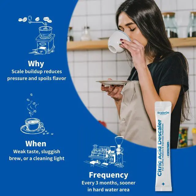 Alt view image 6 of 7 - scalego Coffee Machine Cleaner & Descaler | Citric Acid Descaling Powder | Pre-measured Package for Mess-Free Use & Storage | Removes Limescale | Compatible with Keurig, Nespresso, Breville | 4 Uses