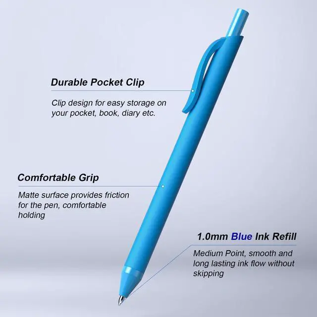 Alt view image 2 of 7 - InkSlick 208 Pack Blue Pens - Bulk Pens, Medium Point Ballpoint Pens, Smooth Ink, 1.0MM Retractable Click Pen for Waitress, Server, Office Blue Ink