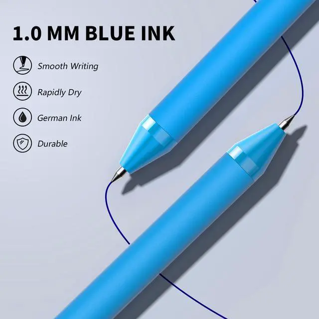 Alt view image 3 of 7 - InkSlick 208 Pack Blue Pens - Bulk Pens, Medium Point Ballpoint Pens, Smooth Ink, 1.0MM Retractable Click Pen for Waitress, Server, Office Blue Ink