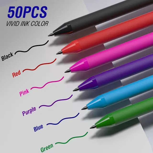 Alt view image 4 of 7 - InkSlick 50 Pack Blue Ink Pens - Bulk Pens, 1.0MM Medium Point Ballpoint Pens, Smooth Writing No Bleed Retractable Ball Point Pen (Blue)