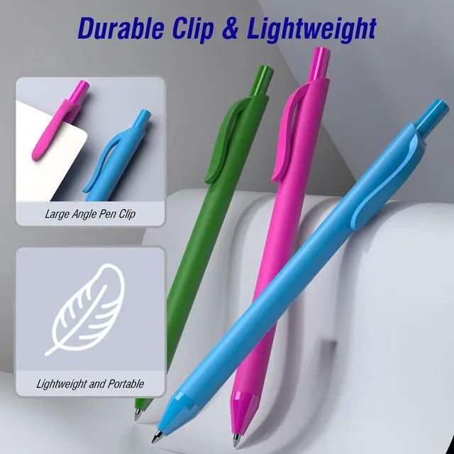Alt view image 3 of 7 - InkSlick 50 Pack Blue Ink Pens - Bulk Pens, 1.0MM Medium Point Ballpoint Pens, Smooth Writing No Bleed Retractable Ball Point Pen (Blue)