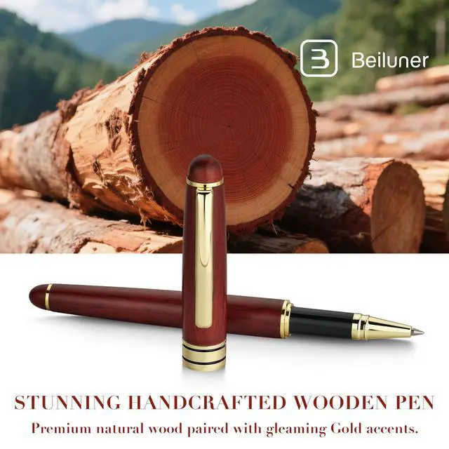 Alt view image 2 of 7 - BEILUNER Luxury Wood Ballpoint Pen Writing Set,Rosewood-Elegant Fancy Nice Gift Pen Set for Signature Executive Business Office Fancy Nice Supplies - Christmas Gift Boxed with Extra Refills (Black)