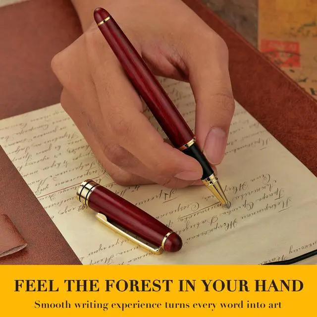 Alt view image 4 of 7 - BEILUNER Luxury Wood Ballpoint Pen Writing Set,Rosewood-Elegant Fancy Nice Gift Pen Set for Signature Executive Business Office Fancy Nice Supplies - Christmas Gift Boxed with Extra Refills (Black)