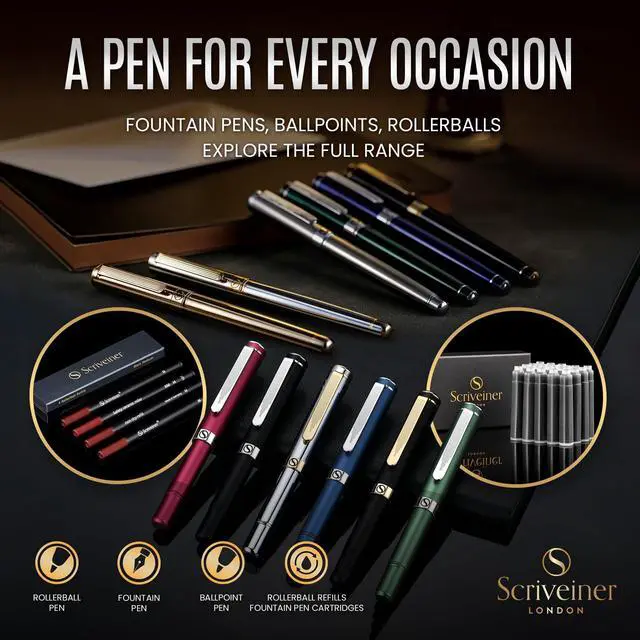 Alt view image 6 of 7 - Scriveiner Green Ballpoint Pen - Stunning British Racing Green Luxury Pen, Chrome Finish, Schmidt Black Refill, Best Ball Pen Gift Set for Men & Women, Professional Executive Office, Nice Designer Pen