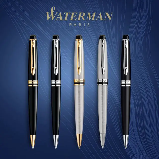 Alt view image 6 of 7 - Waterman Expert Ballpoint Pen, Gloss Black with Chrome Trim, Medium Tip, Blue Ink, Luxury Pen in Gift Box - Supreme Writing Comfort, Signature Style, Polished, Professional
