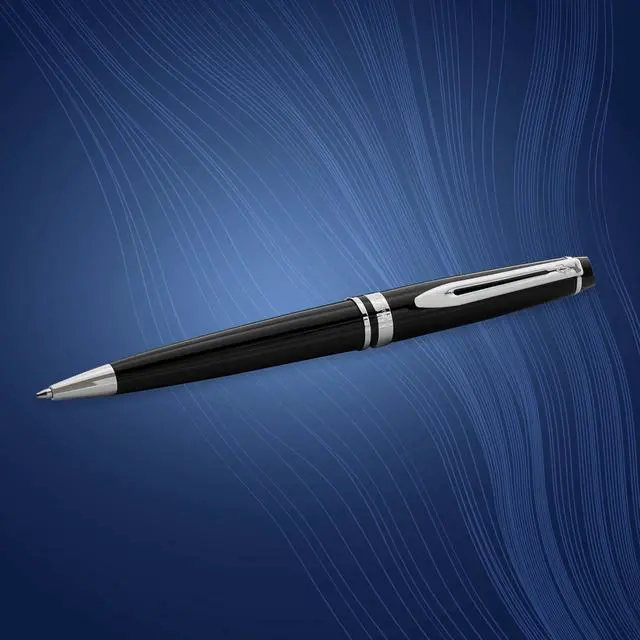 Alt view image 5 of 7 - Waterman Expert Ballpoint Pen, Gloss Black with Chrome Trim, Medium Tip, Blue Ink, Luxury Pen in Gift Box - Supreme Writing Comfort, Signature Style, Polished, Professional