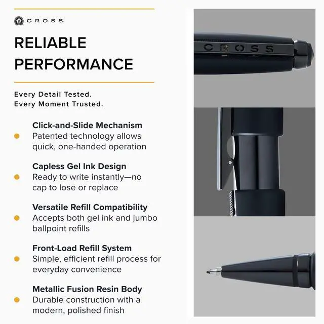 Alt view image 5 of 7 - Cross Edge Matte Black Lacquer Gel Rollerball Pen