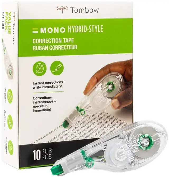 Main image of Tombow 68721 MONO Hybrid Correction Tape, 10-Pack. Easy To Use Applicator for Instant Corrections