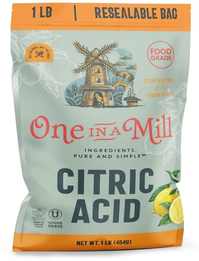 Main image of ONE IN A MILL Citric Acid Powder 1LB | Food Grade for Cooking, Baking, Canning, and Cheese Making | All-Natural Preservative & Flavor Enhancer | DIY Skincare, Bath Bombs, Water Softening, and Cleaning