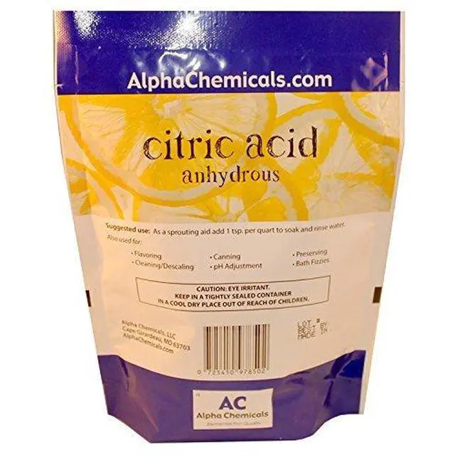 Alt view image 2 of 2 - Alpha Chemicals Non-GMO Project Verified Citric Acid - 1 Pound Organic