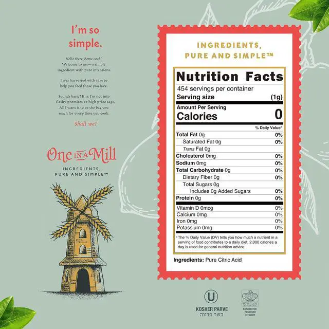 Alt view image 7 of 7 - ONE IN A MILL Citric Acid Powder 1LB | Food Grade for Cooking, Baking, Canning, and Cheese Making | All-Natural Preservative & Flavor Enhancer | DIY Skincare, Bath Bombs, Water Softening, and Cleaning
