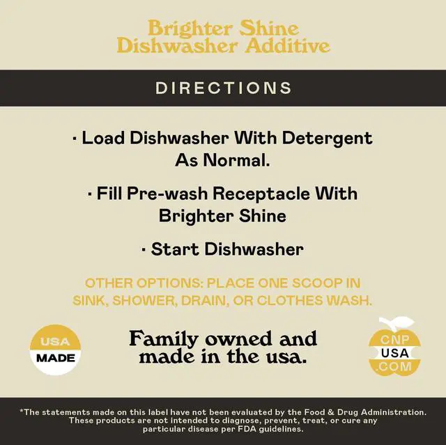 Alt view image 5 of 7 - Brighter Shine Dish Washer Cleaner Powder - 60 Uses All-Natural Lemon Citric Acid Dishwasher Cleaner Additive, Hard Water Spot Remover, Odor Eliminator for Appliances, Concentrated Formula, Made USA