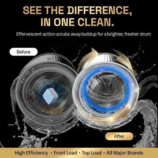 Alt view image 7 of 7 - Zyro Washing Machine Cleaner Tablets 24 Pack | Deep Cleaning Washer Cleaner & Descaler | Cleans Drum, Tub Seal & Gasket | HE Front Load & Top Load Washer | 1 Year Supply
