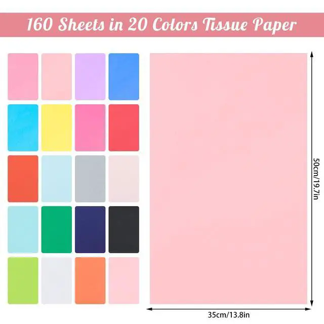 Alt view image 2 of 6 - woric 160 Sheets Tissue Paper for Gift Bags 20 X 14 Inches Multicolor Gift Tissue Paper Bulk for Crafts Flowers Wrapping Art Projects Birthday Party Decorations